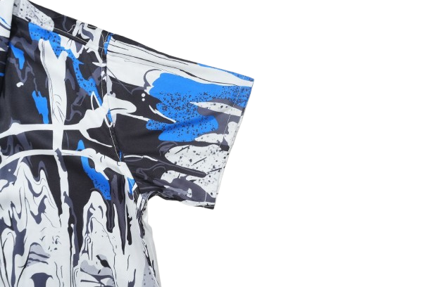 Miri Paint Splatter Button-Up Silk Camp Shirt