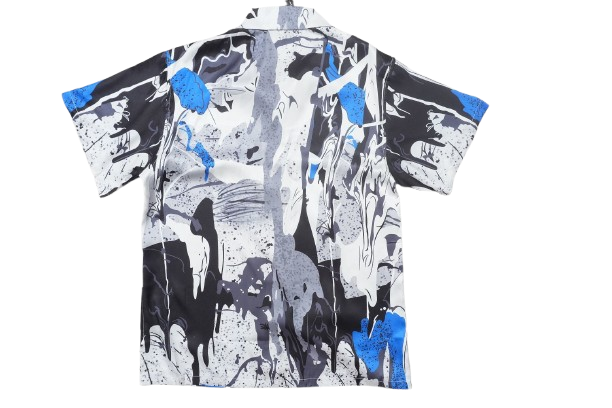 Miri Paint Splatter Button-Up Silk Camp Shirt