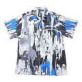 Miri Paint Splatter Button-Up Silk Camp Shirt