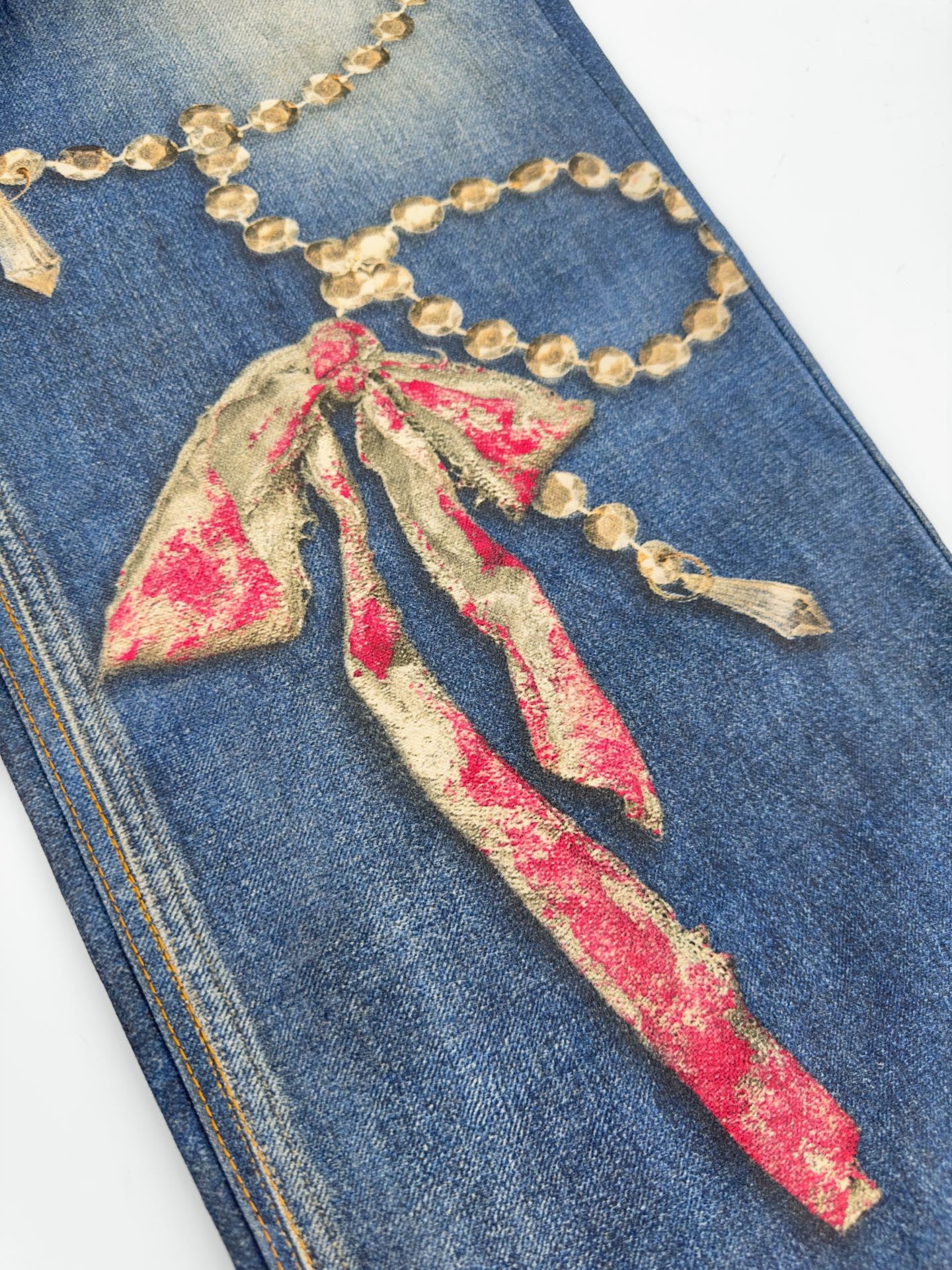 Unorthodox x AS TROMPE-L’ŒIL jeans - 1981 - printed high-rise wide-leg jeans