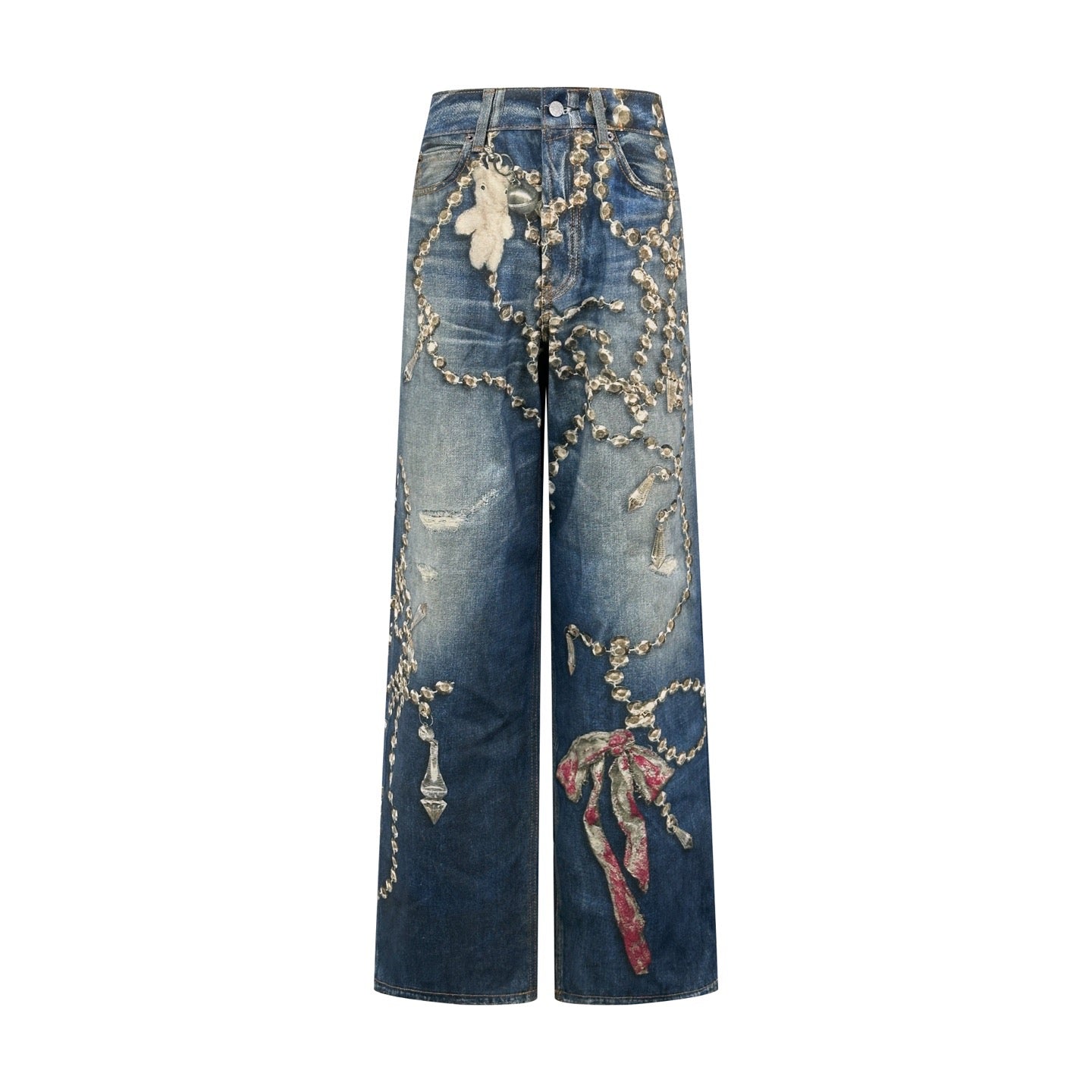 Unorthodox x AS TROMPE-L’ŒIL jeans - 1981 - printed high-rise wide-leg jeans