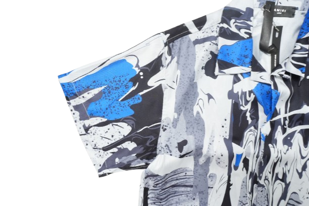 Miri Paint Splatter Button-Up Silk Camp Shirt