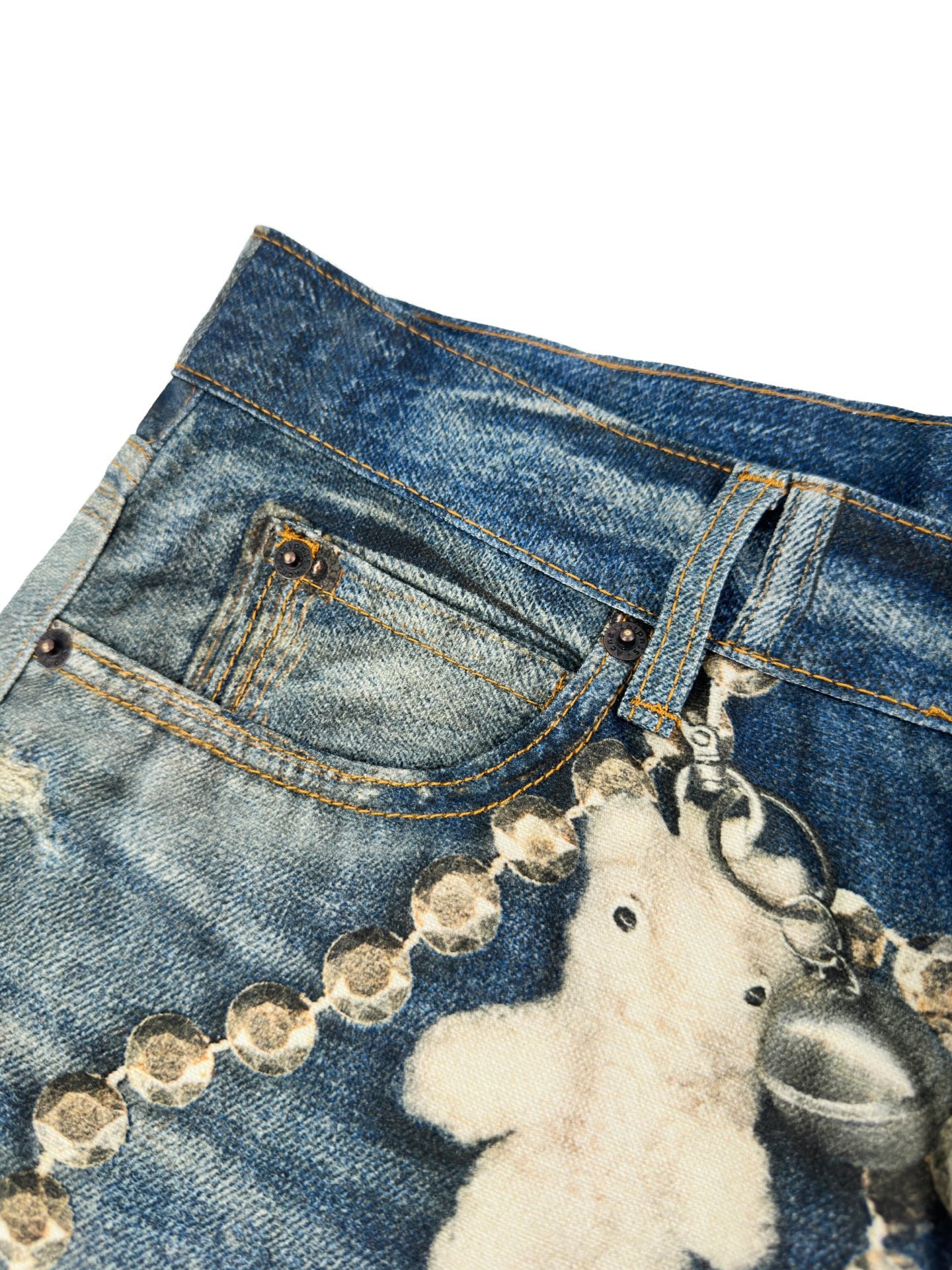 Unorthodox x AS TROMPE-L’ŒIL jeans - 1981 - printed high-rise wide-leg jeans
