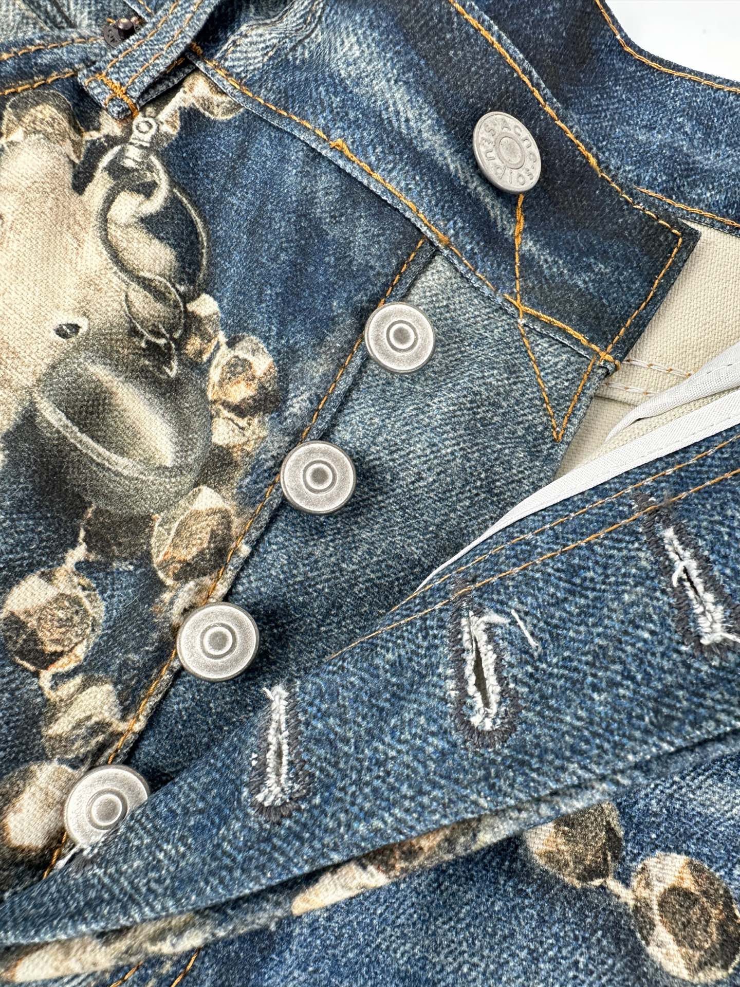 Unorthodox x AS TROMPE-L’ŒIL jeans - 1981 - printed high-rise wide-leg jeans